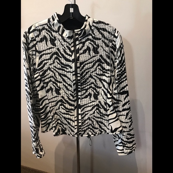 In Transit Jackets & Blazers - In Transit 100% leather pleated zebra print jacket